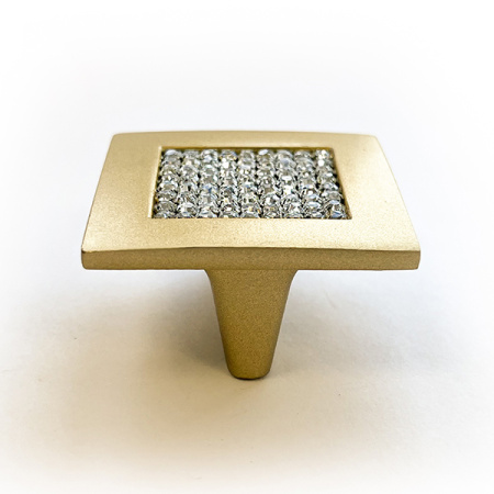 Мебельная ручка-кнопка со стразами Ozkardesler 5322-04 матовое золото