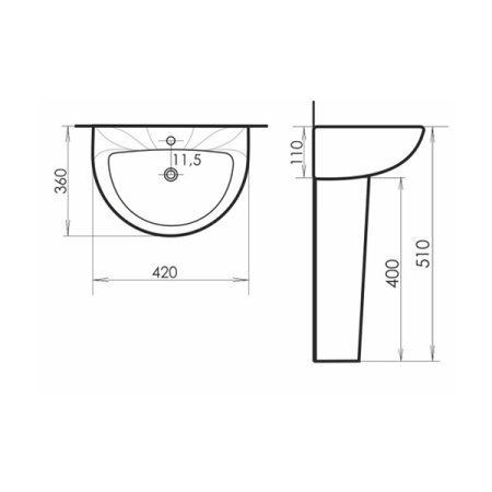 Комплект детской раковины Comforty 0991W/DK-02/P0991W/01W белый: раковина с донным клапаном + пьедестал + смеситель