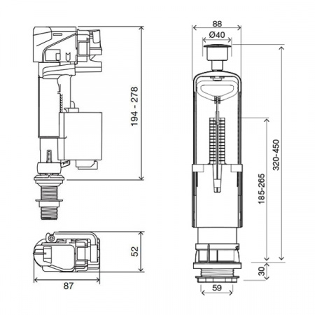 Комплект арматуры для бачка унитаза OLI Ural II + IVC102 plus